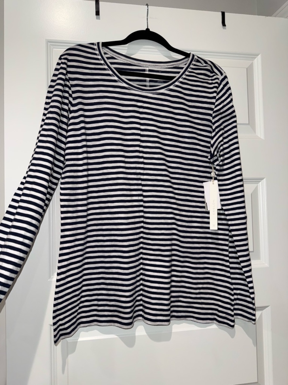 Caslon Navy and White Striped Long Sleeve Tee